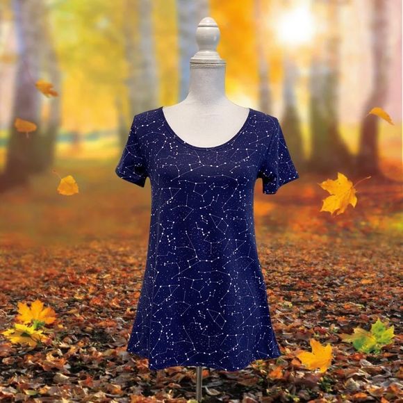 LULAROE Blue Constellations Stars Print Top Blouse - Picture 6 of 6